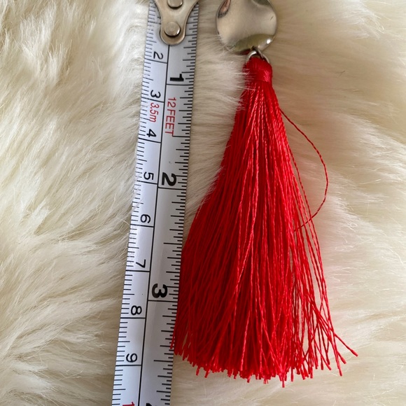 Women's Red Tassel Earrings - Picture 3 of 3